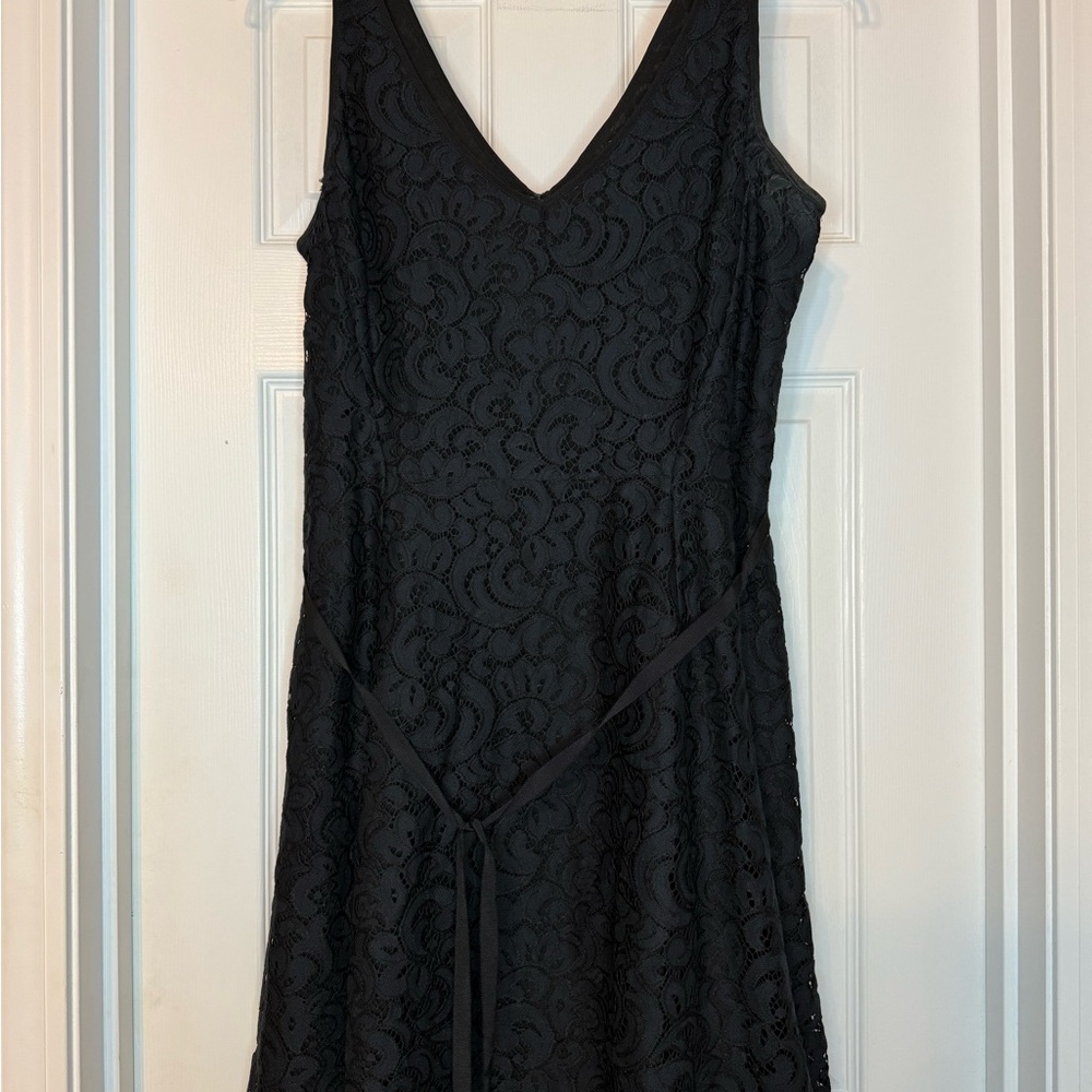 The Loft Elegant Navy Blue and Black Lace Dress Size 14